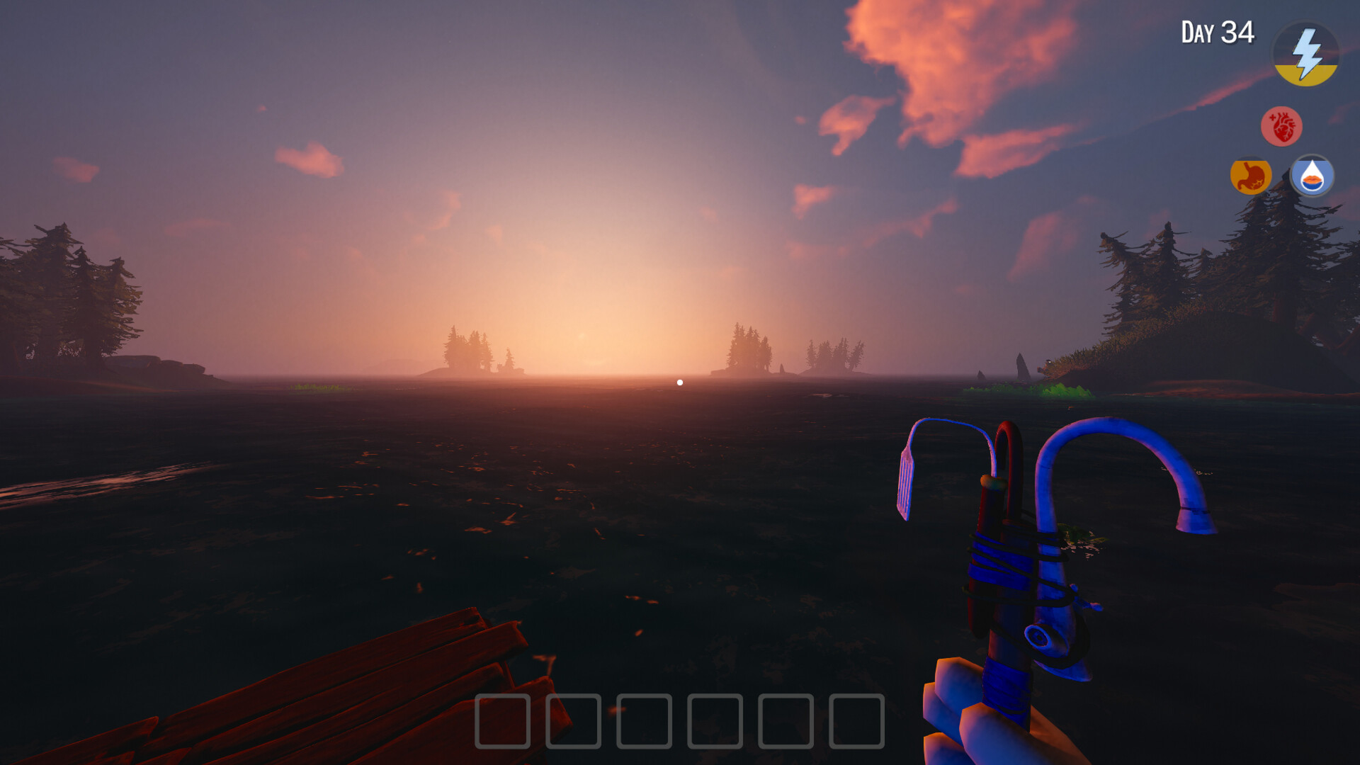A Coastless island at sea